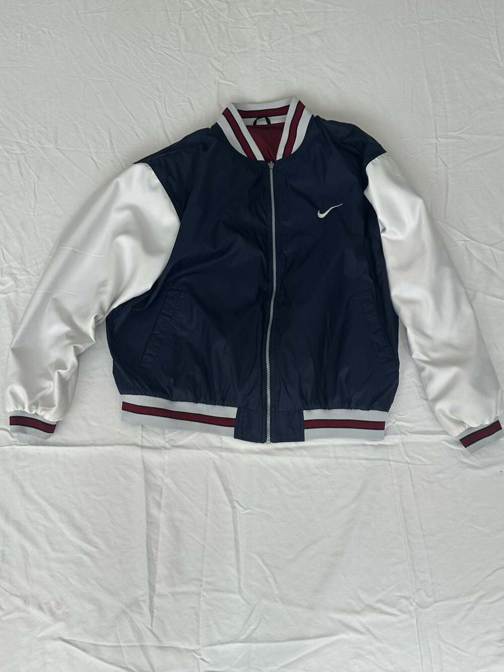 Nike Vintage 90s Bomber Jacket Navy Blue White